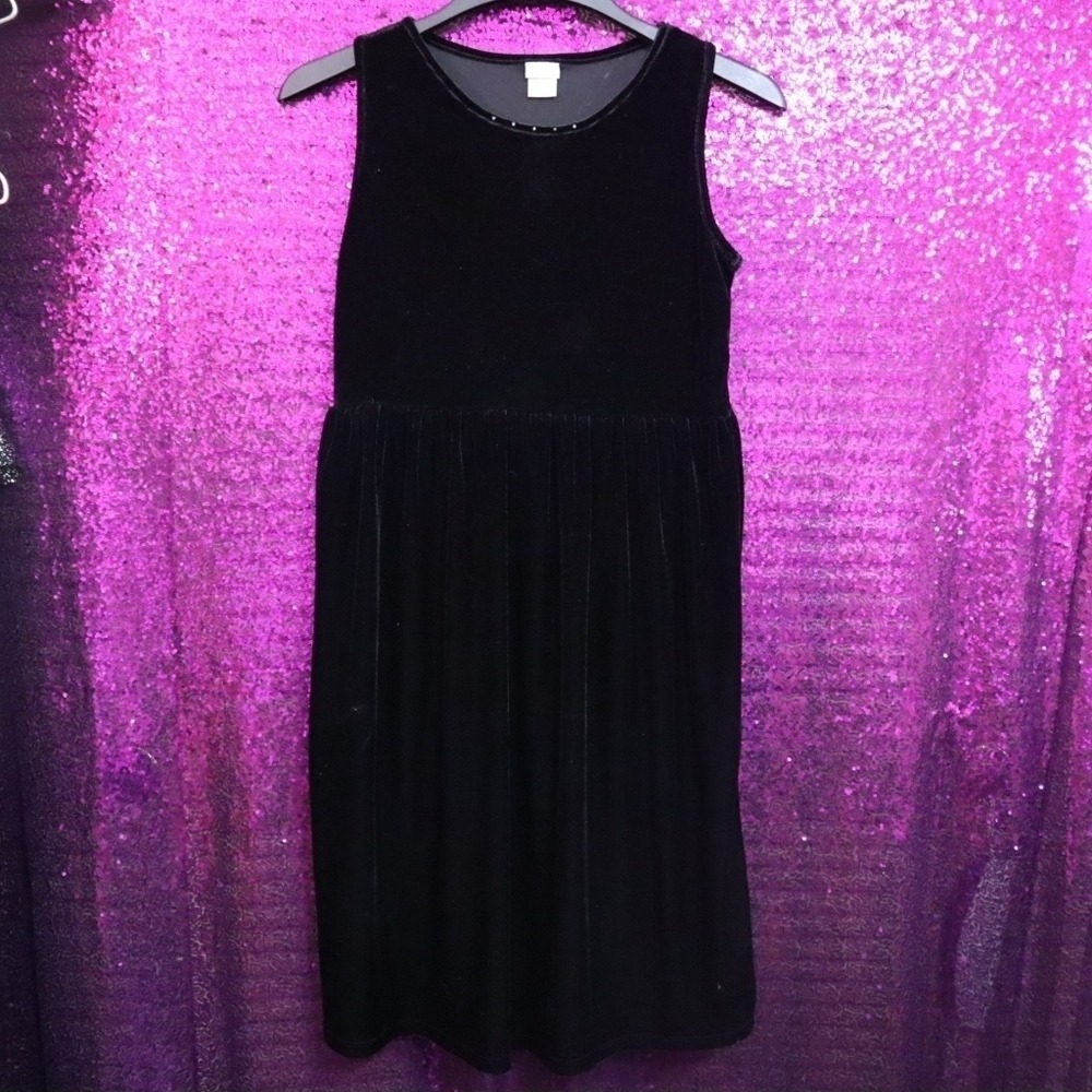BLACK VELVET DRESS XL Girls Perfectly Dressed Rhinestones Silver Party